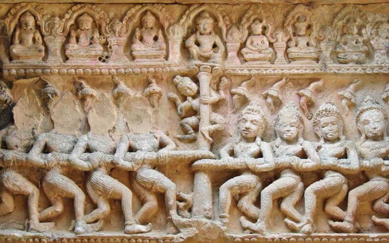 Samudra Manthan art at Angkor Wat Cambodia