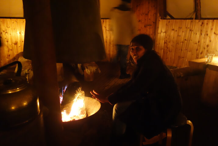 Warming oneself with the furnace