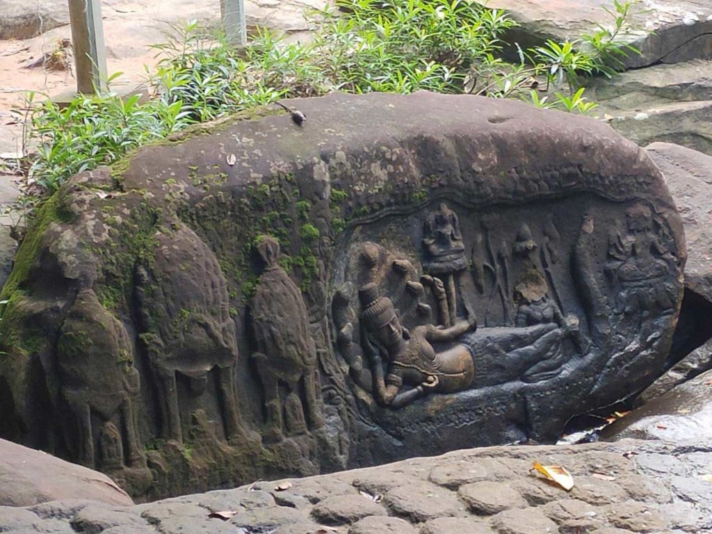 Rock carving at 1000 Linga Valley Cambodia