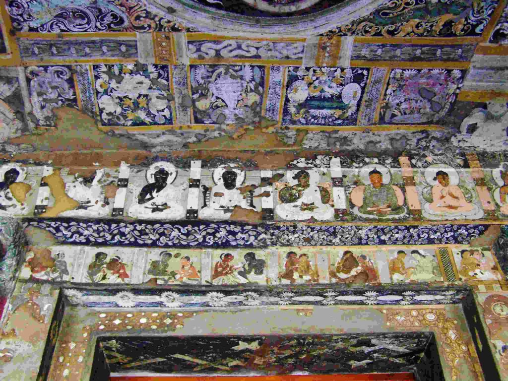 Paintings on the ceiling of Ajanta Cave 17