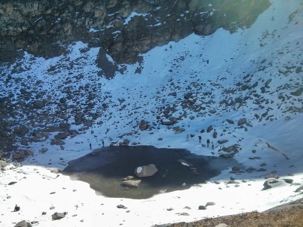 Roop Kund lake which came into being after the Trishul was struck on the ground was struck by Shiva's trident