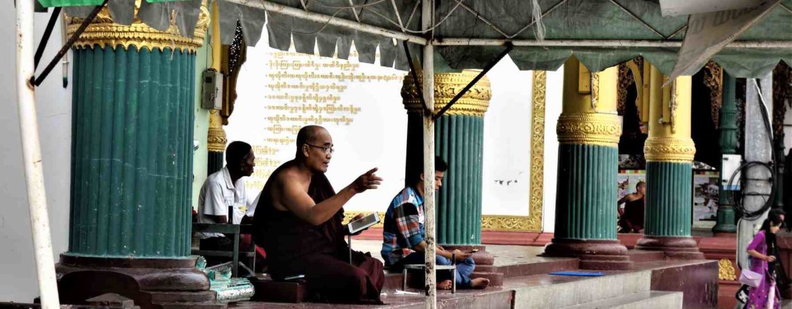 Monk giving a sermon in Burma