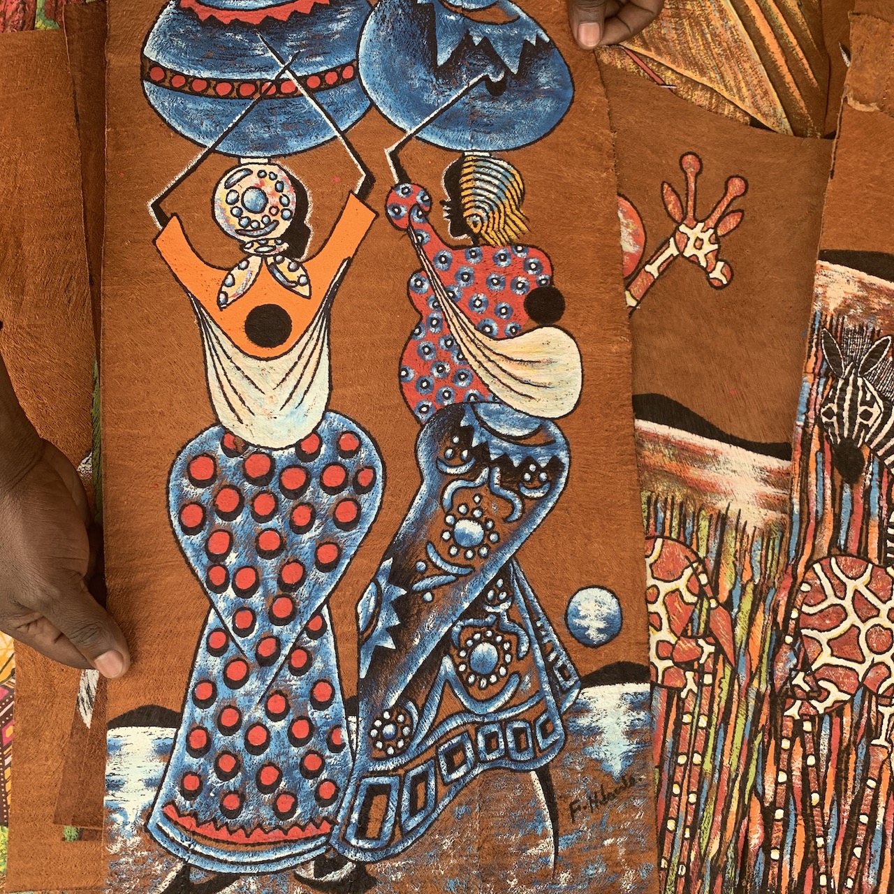 Painting on Ugandan Bark Cloth