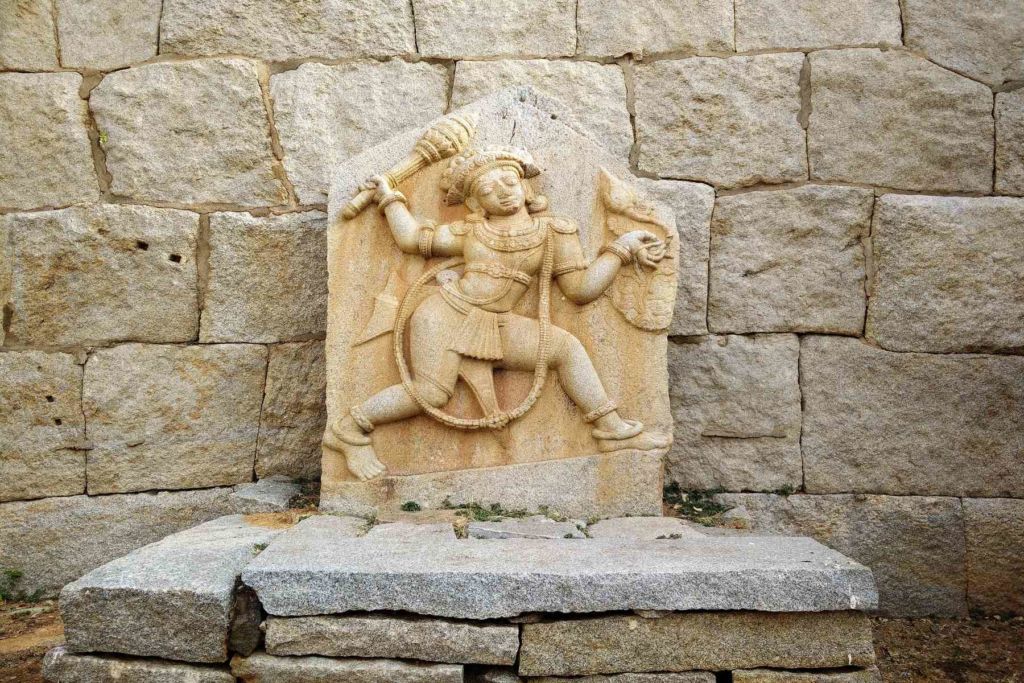 Sculpture of Bhima in Bhima's Gateway, Hampi located close to Ganagitti Jain Temple