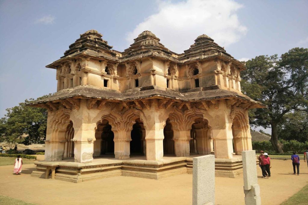 The Lotus Mahal in the Royal Enclosure, Hampi in good condition in comparison to the city ruins