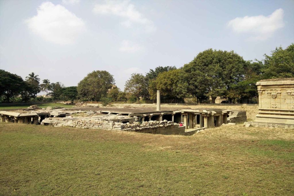 The excavate underground Shiva temple in Hampi somewhat in ruins
