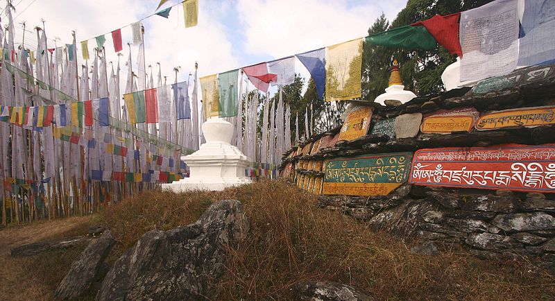 Prayer flags on the way to Tashiding Monastery