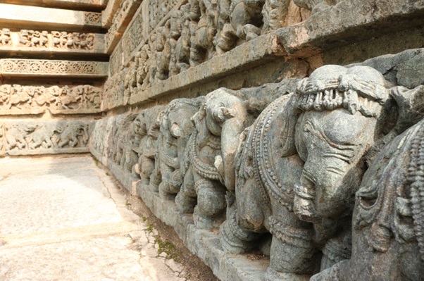 Frieze of Elephants at Kedareswara Temple, Halebidu