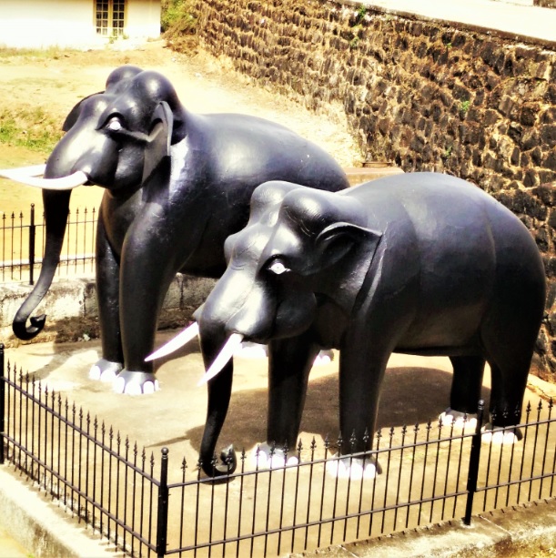 Life size elephants outside Madikeri Fort