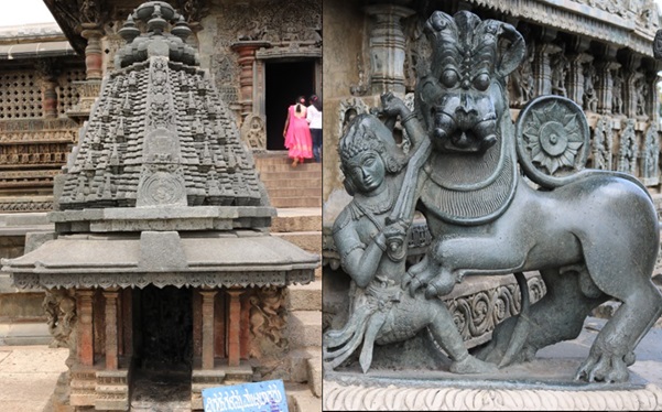 Miniature Shrine and Hoysala Statue at Chennakeshava Temple, Belur