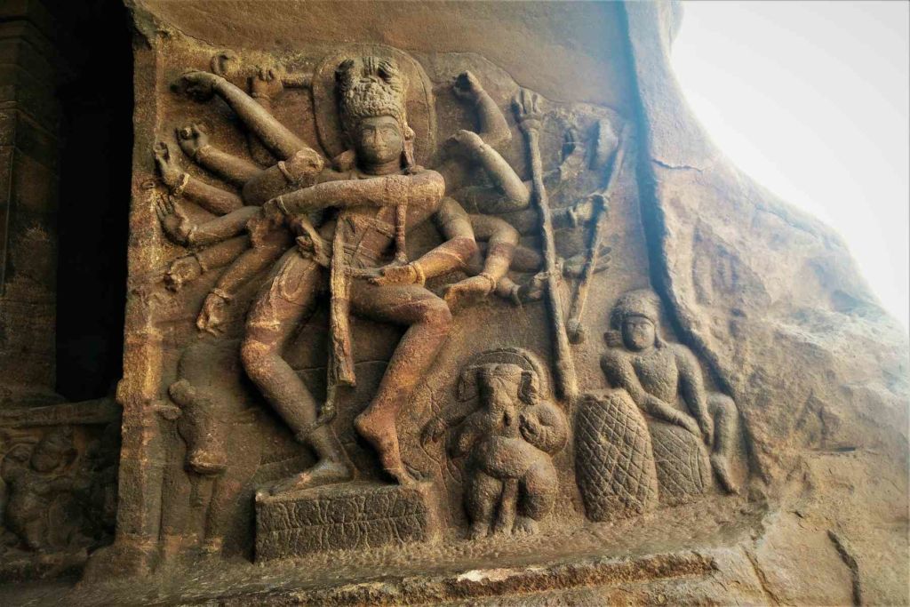 Shiva in the Nataraja pose in Cave 1 temple of Badami