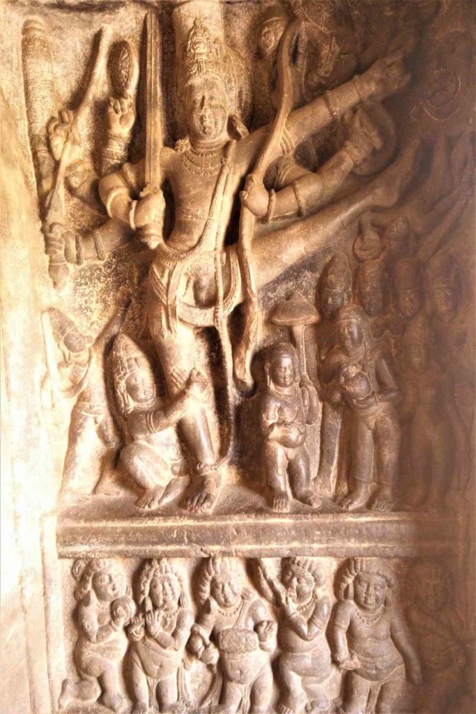 Trivikrama a form of Vishnu at Cave 2 temple in Badami