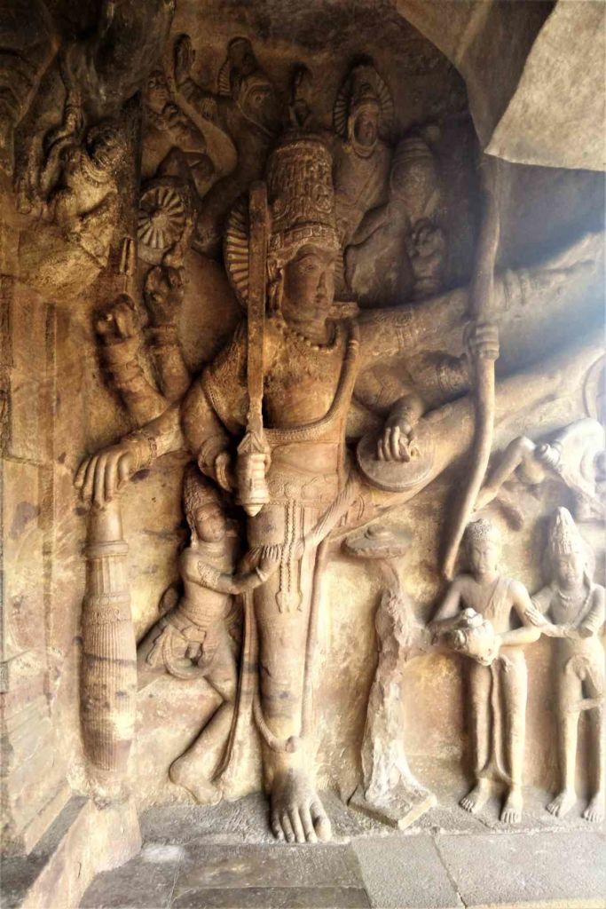 Trivikrama a form of Vishnu in Cave 3 temple in Badami
