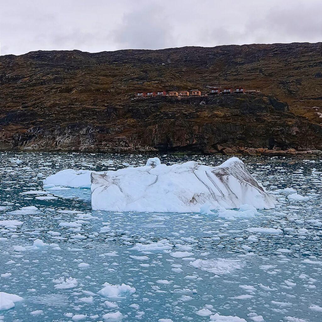 remote houses Eqi Glacier Ilulissat 