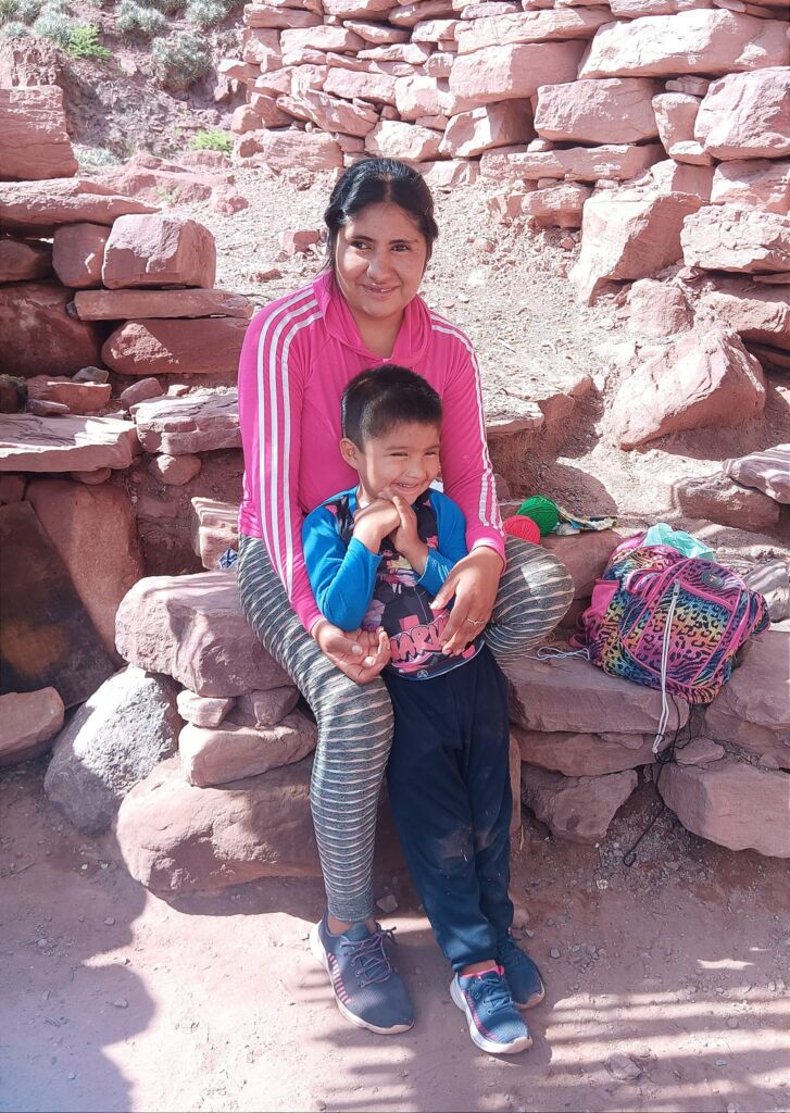 Argentina roadside stall mother and child 
