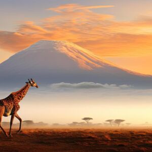 giraffe-silhouette-in-vibrant-african-landscape-near-kilimanjaro-volcano-amboseli-national-park-kenya-wildlifegraphy-in-kenya-african-morning-atmosphere-photo