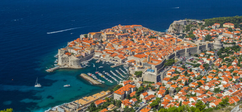 Overview to the old town of Dubrovnik, Croatia